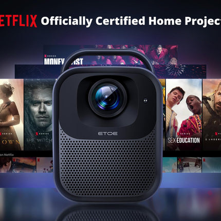 ETOE projektor 4K kodukino [Google TV litsentsiga Netflixiga], kaasaskantav välistingimustes kasutatav projektor 1000ANSI Full HD 1080P natiivne, Seal Pro nutiprojektor mobiilseadmetele, Bluetooth, Dolby Audio, autofookus, 200 tolli