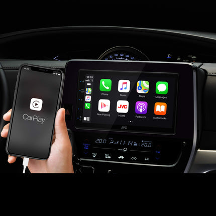 JVC KW-M565DBT - ilma draivita, Apple CarPlay, Android Auto, 17,3 cm mahtuvuslik puutetundlik ekraan, DAB+/FM, USB peegeldamine Androidile, Bluetooth käed-vabad süsteem, heliprotsessor, 4 x 50 W, must