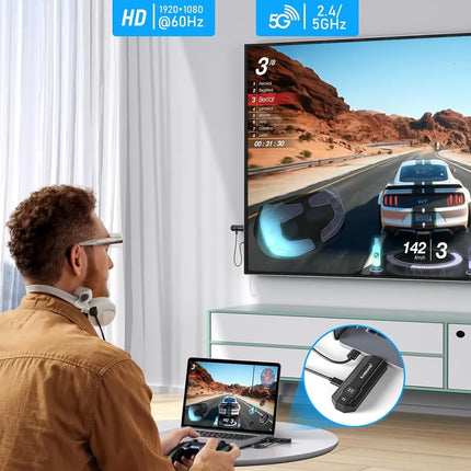 HDMI juhtmevaba saatja ja vastuvõtja, Lemorele 165FT/50M HDMI juhtmevaba edastus toetab 8 saatjat 1 vastuvõtjale, 5G HDMI juhtmevaba edastus Netflixi/TikToki/YouTube'i voogesitamiseks sülearvutist, arvutist HDTV-sse/projektorisse