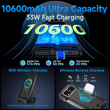 Ulefone Armor 27 Outdoor 4G Smartphone 10600mAh 6.78 inch FHD+ 120Hz, 50MP + 64MP Night Vision Outdoor Mobile Phone Without Contract, 256GB + 16GB/2TB Android 14, Dual SIM 4G/NFC/GPS/IP69K