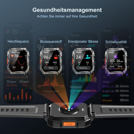 Blackview Smartwatch Men, Fitness Watch with Phone Function, Make/Receive Calls, Compass, IP68 Waterproof, Sports Watch with 100+ Sports Modes, Heart Rate Sleep Monitor, Pedometer, Watch for Android iOS