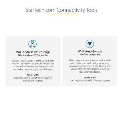 StarTech.com USB-C to Gigabit Ethernet Adapter with USB-A Port - 1Gbps NIC USB 3.0/USB 3.1 Type-C Network Adapter - USB-C/TB3 Compatible 1GbE NIC - Windows, macOS, Chromebook - White (US1GC301AUW)