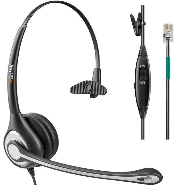 Wantek telefonipeakomplekt Mono mürasummutava mikrofoniga, helitugevuse regulaatoriga, kõnekeskuse kõrvaklapid lauatelefonidele ShoreTel Polycom NEC Nortel Norstar Meridian Siemens ROLM(F600S2)