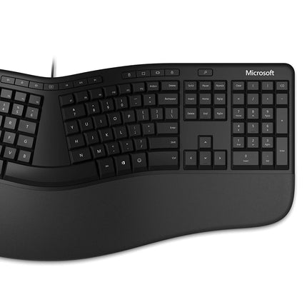 Microsoft Ergonomic Desktop (komplekt hiire ja klaviatuuriga, saksa QWERTZ klaviatuuripaigutus, must, ergonoomiline, juhtmega)