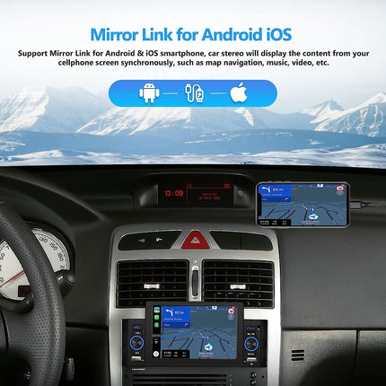 CAMECHO 5-tolline ühe DIN-iga puutetundliku ekraaniga autoraadio Bluetooth-vabakäesüsteemiga, peegliühendusega, FM-raadioga, USB-TF-Aux-sisendiga, kiirlaadimisega, autoraadio tahavaatekaameraga, puldiga, mikrofoniga