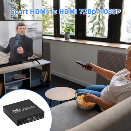 Mcbazeli SCART/HDMI-HDMI muundur 3,5 mm pistikuga teisendab ÜHE signaali 480I(NTSC)/576I(PAL) formaadis ÜHEKS HDMI-signaaliks 720P/1080P formaadis