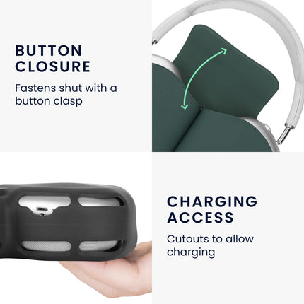 kwmobile Case Compatible with Apple Airpods Max - Soft Headphone Bag - Polyester Pouch - Cover in Green