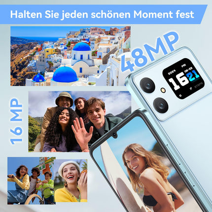 CUBOT A20 nutitelefon ilma lepinguta Android 14, 6.8'' HD+ kaheksatuumaline 90Hz odav mobiiltelefon, 12GB+128GB/1TB laiendatav kahe SIM-kaardiga 4G SIM-vaba mobiiltelefon, 48MP+16MP, 5100mAh, 1.83'' tagumine ekraan, OTG-sinine