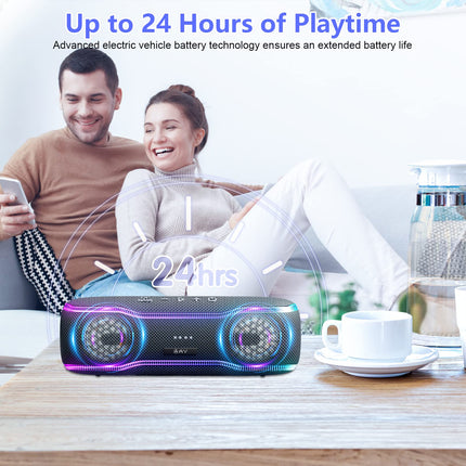 AY Bluetooth Speaker Music Box Portable IPX7 Waterproof Bluetooth Box with Colorful Lights and Rich Bass, Stereo Pairing, Built-in Microphone, 24h Battery, Perfect for Home, Outdoors