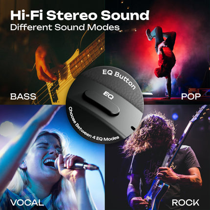 PowerLocus Bluetooth kõrvaklapid, 60 tundi mänguaega, juhtmevabad kõrvaklapid 4 ekvalaiseri režiimiga, Hi-Fi stereo kokkupandavad kõrvaklapid mikrofoniga iPhone'ile/reisile/Androidile/sülearvutitele (mustad)
