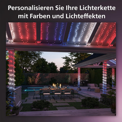 Philips Hue Festavia ketivalgustid, valge ja värviline meeleolu, hämardatavad, 250 mini-LED-i, 20 m pikkused, veekindlad, ühilduvad Amazon Alexaga (Echo ja Echo Dot)