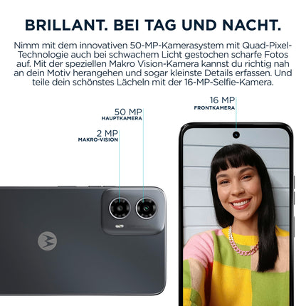 Motorola Moto g34 5G Smartphone (6.53" HD+ display, 50 MP camera, 4 GB / 128 GB, 5000 mAh, Android 14) Charcoal Black, incl. protective cover [Exclusively at Amazon]