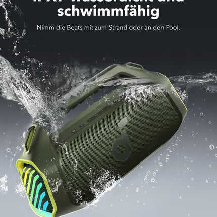 Soundcore Boom 2 Plus Outdoor Speaker, 140W, 2+2 Channel, BassUp 2.0, 20h, Fast Charging, IPX7 Waterproof, RGB Lights, USB-C, Power Bank, BT 5.3, Portable Bluetooth Speaker, Camping
