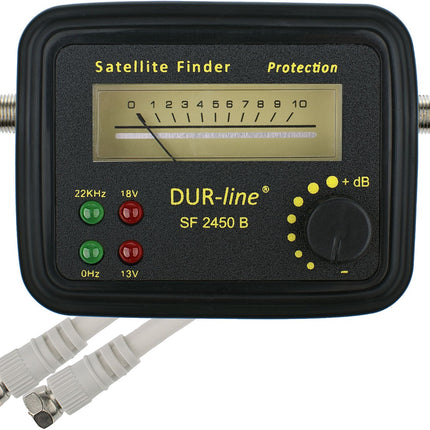 DUR-line® SF 2450 B - Satfinder - Mõõteseade kummist kaitsekattega digitaalse satelliitantenni täpseks reguleerimiseks - kõrge tundlikkus - komplektis F-kaabel ja suurepärased juhised