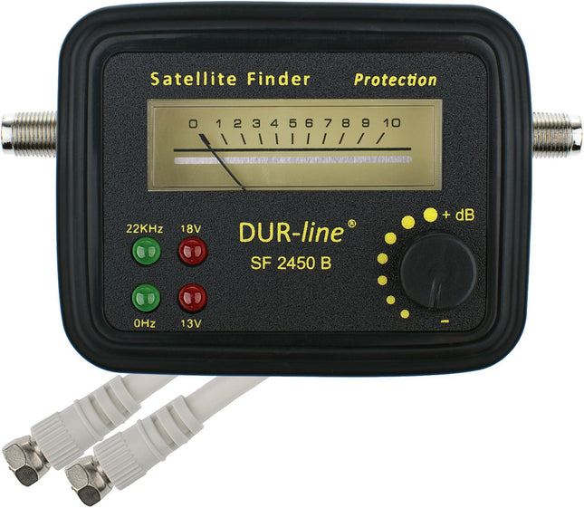 DUR-line® SF 2450 B - Satfinder - Mõõteseade kummist kaitsekattega digitaalse satelliitantenni täpseks reguleerimiseks - kõrge tundlikkus - komplektis F-kaabel ja suurepärased juhised