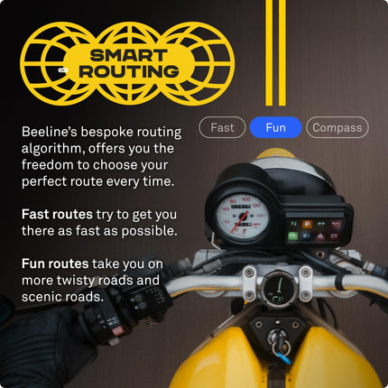 Beeline Moto II - mootorratta navigatsiooniseade | Globaalne navigatsioon | Minikaardi liides | 14-tunnine aku tööiga | IP67 vee- ja löögikindel | USB-C laadimine rihmakinnitusega