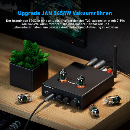 Fosi Audio T20X 200W võimendi Bluetooth 5.0 lampvõimendi kõrvaklappide võimendi stereoheli vastuvõtja 2 kanaliga D-klassi digitaalne mini-Hi-Fi integreeritud võimsusvõimendi kodustele passiivkõlaritele