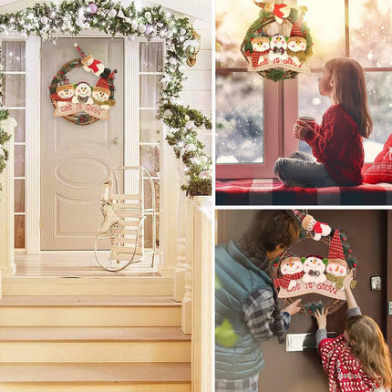 Christmas wreath snowman, 30cm Christmas decoration garland elk, Christmas wreath door wreath outdoor decoration, snowman Advent wreath, suitable for Christmas door, window, fireplace, living room decoration (B)