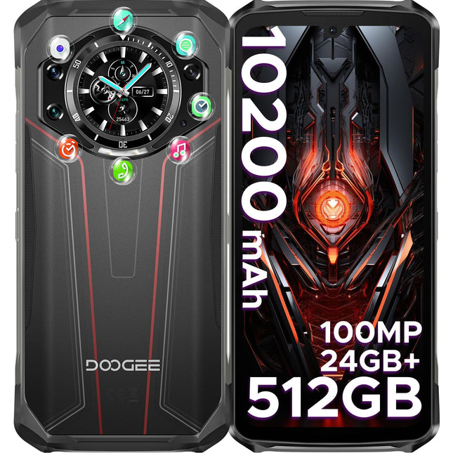 DOOGEE S119 Outdoor Handy Ohne Vertrag 10200mAh/33W Outdoor Smartphone 512GB+24GB/2TB, 1.32" Rückdisplay 6.72” FHD+ 120Hz Baustellenhandy, 100MP+16MP, IP68/ Fingerabdruck/ 3 Card Slot/NFC/Face ID