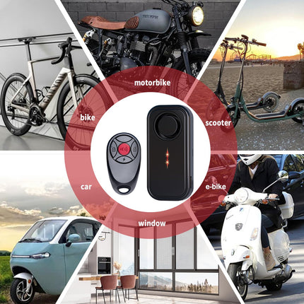 Vehicle detectable, 113dB bicycle alarm wireless vibration motion sensor waterproof bicycle motorcycle alarm with remote control