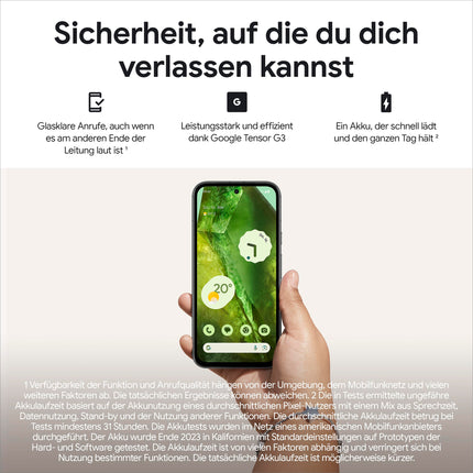 Google Pixel 8a: lukustamata Android-nutitelefon täiustatud Pixeli kaamera, pika aku tööea ja võimsate turvafunktsioonidega – Obsidian, 128 GB