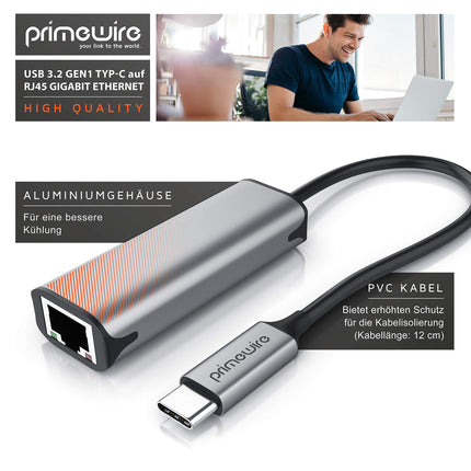CSL - USB 3.2 võrguadapter 2500 Mbps - USB C RJ45 pesaga - gigabiti Etherneti LAN-adapter - kuni 2500 Mbps / 2.5GBase-T - ühildub iPad Pro, MacBook Pro, MacBook Airi ja Surface Bookiga