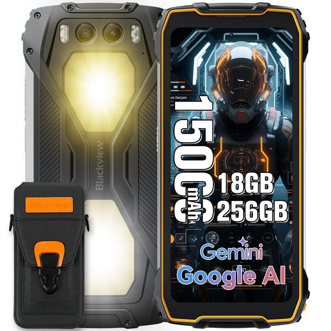 Blackview BV7300 õuetelefon Android 14, 15000mAh/45W, 18GB+256GB(2TB), 6.67" ekraan 700 nitti, 50MP+32MP õuetelefon ilma lepinguta, topelt 800LM matkavalgus, NFC/öönägemine 20MP/Corning Glass