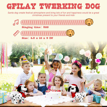 Gfilay Dancing Dog Toy - Animated Christmas Decoration with Song and Dance, with Santa Claus Costume, Soft and Cute Plush Toy for Kids and Lovers