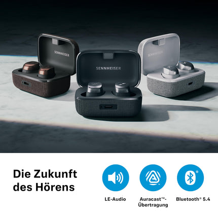Sennheiser MOMENTUM True Wireless 4 - nutikad kõrvaklapid Bluetooth 5.4, kristallselge heli, ergonoomiline disain, 30-tunnine aku tööiga, adaptiivne ANC - must grafiit