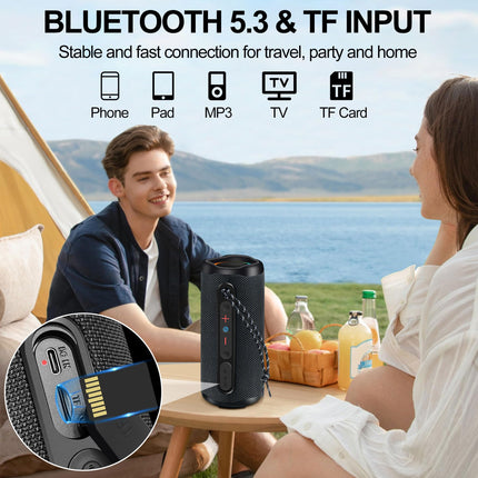KingSom Bluetooth Speaker with Light, Portable Bluetooth 5.3 Music Box with Enhanced Bass, Waterproof Bluetooth Music Box with 24h Battery, Portable Bluetooth Speaker for Outdoors, Travel