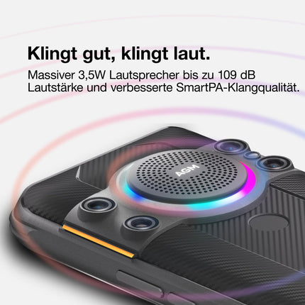 AGM H5 Pro Outdoor Handy Ohne Vertrag, Android 12 Outdoor Smartphone, Helio G85 Octa Core 6 GB+128 GB, 20 MP Nachtsichtkamera, 48 MP Triple Kamera 6,52 Zoll HD + 7000 mAh Akku IP68 4G Dual SIM schwarz