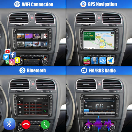 [2+64G] CAMECHO Android 13 autoraadio VW Golf 5, Golf 6, Skoda Polo, Passat Tiguan Touranile koos Carplay/Android Auto/Mirrorlinkiga, 8-tolline mahtuvuslik puuteekraan WiFi, GPS, FM, Bluetooth
