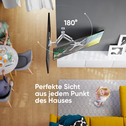 ONKRON teleri seinakinnitus, pöörlev, 32–65-tollistele teleritele kuni 35 kg, universaalne teleri seinakinnitus, pikendatav, kallutatav, VESA 100x100–400x400, teleri pöörlev vars/teleri kinnitus, valge, M4-W