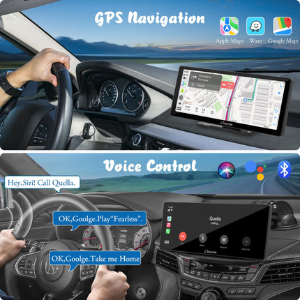 Carpuride W103 Pro juhtmevaba Bluetooth-edastusega kaasaskantav Carplay ja Androidi autostereo, 10,3-tolline 1080P puuteekraan peegeldamisega, toetab veoauto armatuurlauale paigaldamist