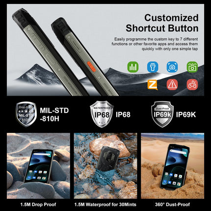 Blackview BV9300 lepinguta õues kasutatav nutitelefon (40M laserkaugusmõõtja), 15080mAh aku, 21GB+256GB, 6,7'' 120Hz 2.3K ekraan, 50MP kaamera, IP68 Android 12 veekindel nutitelefon, GPS NFC must