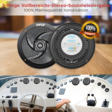 Pyle Waterproof Speakers, Marine Speakers, Outdoor Speakers, 180 Watts In-Wall Speakers, for Bathroom, Spa Room, Boat, UTV, ATV, RV Car &amp; Golf Cart, Pair - Flat Speakers, 13cm