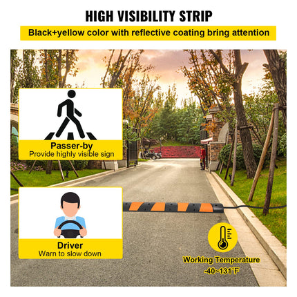 VEVOR Cable Protector, 1 Pack 2-Channel Driveway Protector, 185 cm Long Modular Speed ​​Bump with a Load Capacity of 9,980 kg, 185 x 31 x 5.5 cm Garage Cable Protection Mat for Asphalt Concrete Gravel Driveways