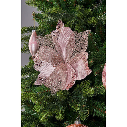 WeRChristmas Artificial Poinsettia Christmas Tree Flower Decoration Pink 30 cm