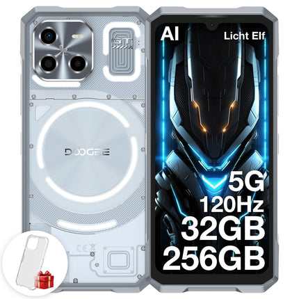 DOOGEE Blade GT 5G õuenutitelefon, lukustamata Android 14 ja LED-valgusefektidega, Dimensity 7050, 32 GB + 256 GB / 2 TB TF, tehisintellektiga õuenutitelefon, 6,72" FHD + 120 Hz, 48 MP / 5500 mAh / WiFi 6 / sõrmejäljelugeja / näotuvastusega / NFC