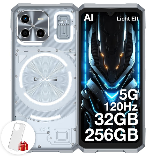 DOOGEE Blade GT 5G õuenutitelefon, lukustamata Android 14 ja LED-valgusefektidega, Dimensity 7050, 32 GB + 256 GB / 2 TB TF, tehisintellektiga õuenutitelefon, 6,72" FHD + 120 Hz, 48 MP / 5500 mAh / WiFi 6 / sõrmejäljelugeja / näotuvastusega / NFC