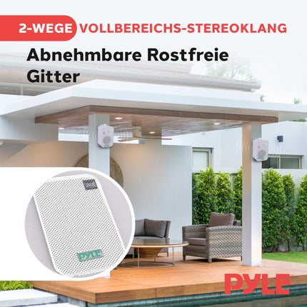 Plye Bluetooth-kõlar, 200 W veekindel õuekõlar, 2 tk komplekt, õuemuusikakarp, Bluetooth-seinakõlar, muusikasüsteem - basseini, terrassi, aia/siseruumidesse