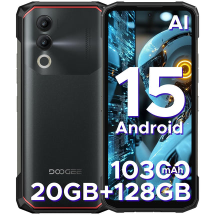 DOOGEE Blade 20 Android 15, lepinguta õuetelefon, 10300mAh, 20GB+128GB/2TB, õuenutitelefon, üliõhuke 15,8mm, 6,6" HD+ IPS-ekraan, 16MP kaamera, kolm kaardipesa, IP68, NFC, GPS, Face ID
