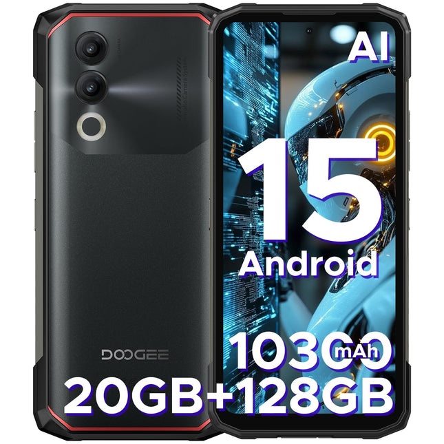 DOOGEE Blade 20 Android 15, lepinguta õuetelefon, 10300mAh, 20GB+128GB/2TB, õuenutitelefon, üliõhuke 15,8mm, 6,6" HD+ IPS-ekraan, 16MP kaamera, kolm kaardipesa, IP68, NFC, GPS, Face ID