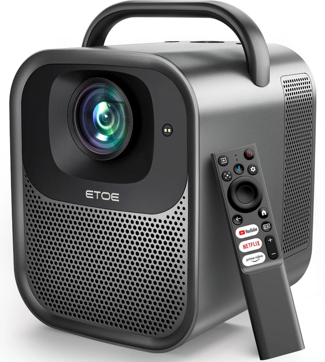 ETOE projektor 4K kodukino [Google TV litsentsiga Netflixiga], kaasaskantav välistingimustes kasutatav projektor 1000ANSI Full HD 1080P natiivne, Seal Pro nutiprojektor mobiilseadmetele, Bluetooth, Dolby Audio, autofookus, 200 tolli