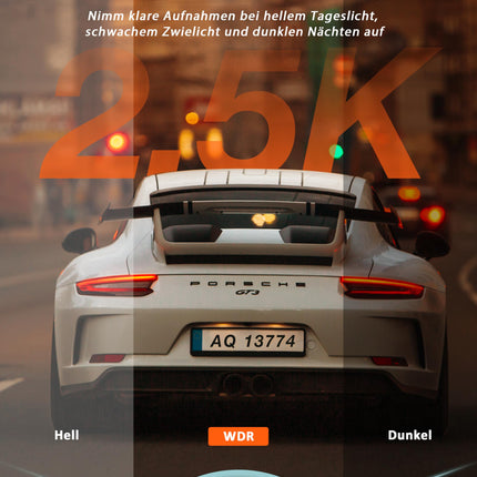 iZEEKER 2.5K WiFi autokaamera, mini autokaamera 1440P esikaamera rakenduste toega, 32 GB kaart, öine nägemine, WDR, G-andur, silmussalvestus, 24H parkimisrežiim