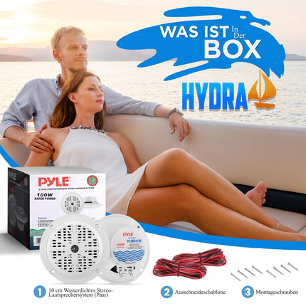 Pyle Outdoor Speakers – 100W waterproof speaker, passive music box, perfect for any environment: on boats, pool &amp; sauna speakers or as an outdoor music system terrace