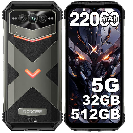 DOOGEE VMAXPRO 5G välistingimustes kasutatav mobiiltelefon 512 GB/TF 2TB + 32GB 22000mAh(33W) Android 14 välistingimustes kasutatav nutitelefon 6.58'' FHD+120Hz, 108MP+16MP+20MP öönägemiskaamera, IP68/IP69K ehitusplatsi telefon/WiFi 6/NFC/sõrmejäljelugeja