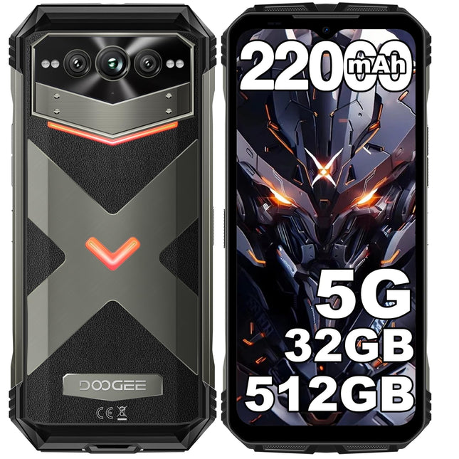 DOOGEE VMAXPRO 5G Outdoor Mobile Phone 512 GB/TF 2TB + 32GB 22000mAh(33W) Android 14 Outdoor Smartphone 6.58'' FHD+120Hz, 108MP+16MP+20MP Night Vision Camera, IP68/IP69K Construction Site Phone/WiFi 6/NFC/Fingerprint