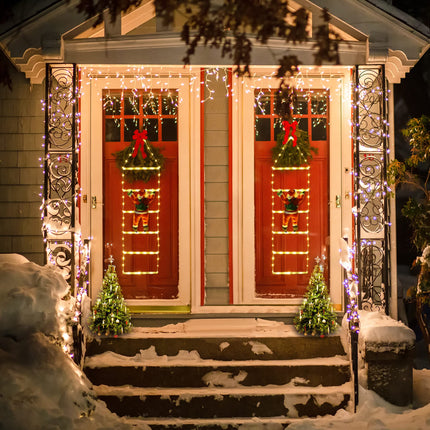 Geemoo LED Santa Claus Ladder String Lights - 0.75M LED Christmas Lights Mains Powered with Timer, Memory Function, 8 Modes for Indoor Outdoor Christmas Tree Window Christmas Decoration (Warm White)