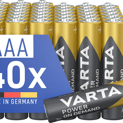 VARTA AAA patareid, 40 tk, Power on Demand, leelispatareid, 1,5 V, keskkonnasõbralikus pakendis hoiupakend, ideaalne arvutitarvikute ja nutika kodu seadmete jaoks